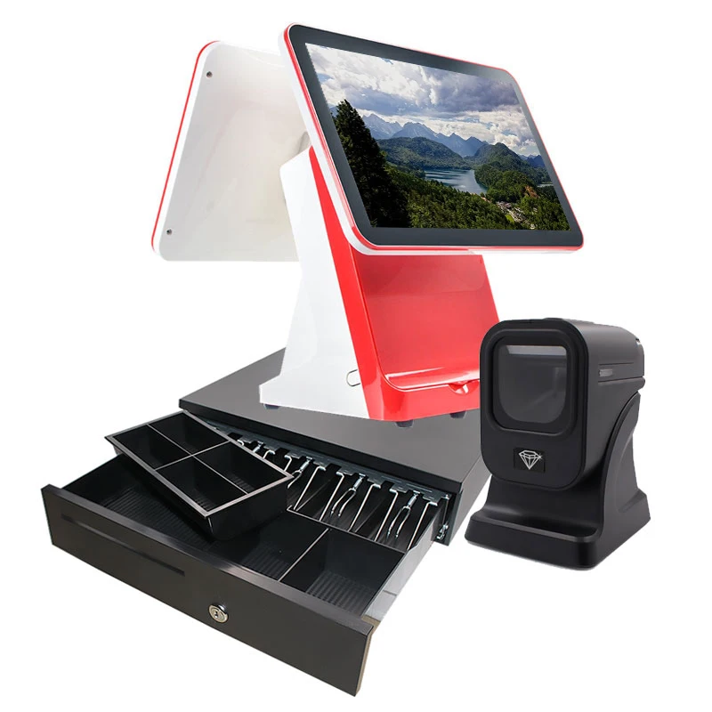 15 Inch Dual Screen All In One Touch Restaurant Pos Sale System Hardware With Printer