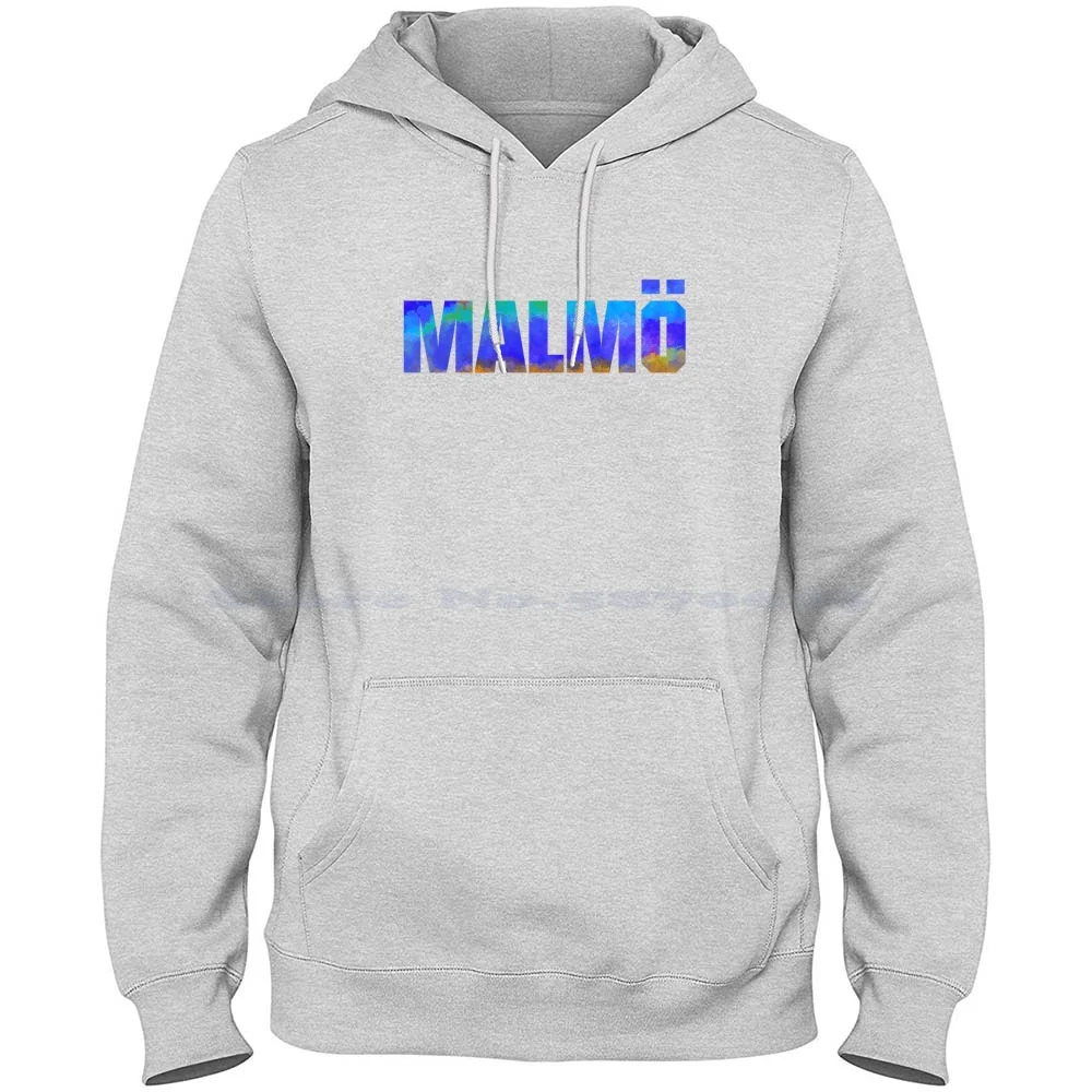 Malmo In Bright Watercolors 100% Cotton Hoodie Sweden Swedish Sverige Malmo Malmo Watercolor Watercolour Text City