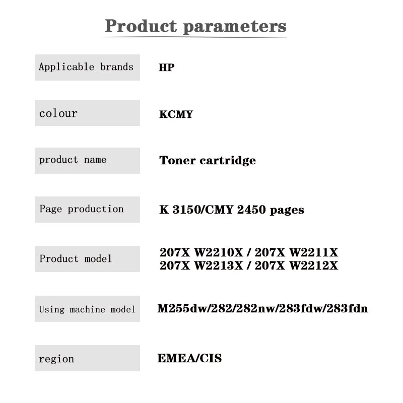 Imagem -02 - Cartucho de Toner para hp Cor Laser Jet Pro 207x W2210x W2211x W2212x W2213x para W2211x W2213x M255dw 282 282nw 283fdw 283fdn