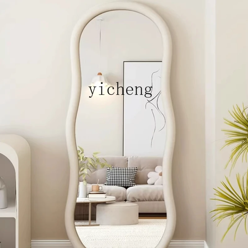 LYY  full body mirror household floor mirror light luxury special-shaped wave full-length mirror living room full-length