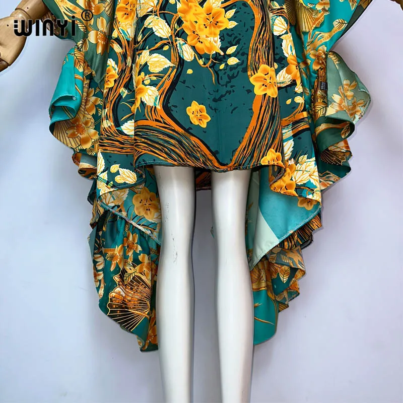 Kobiety WINYI boho letnia moda wieczorowa impreza plażowa Africa Lady kaftan wakacje z jednym dekoltem seksowna elegancka okrycie plażowe sukienka