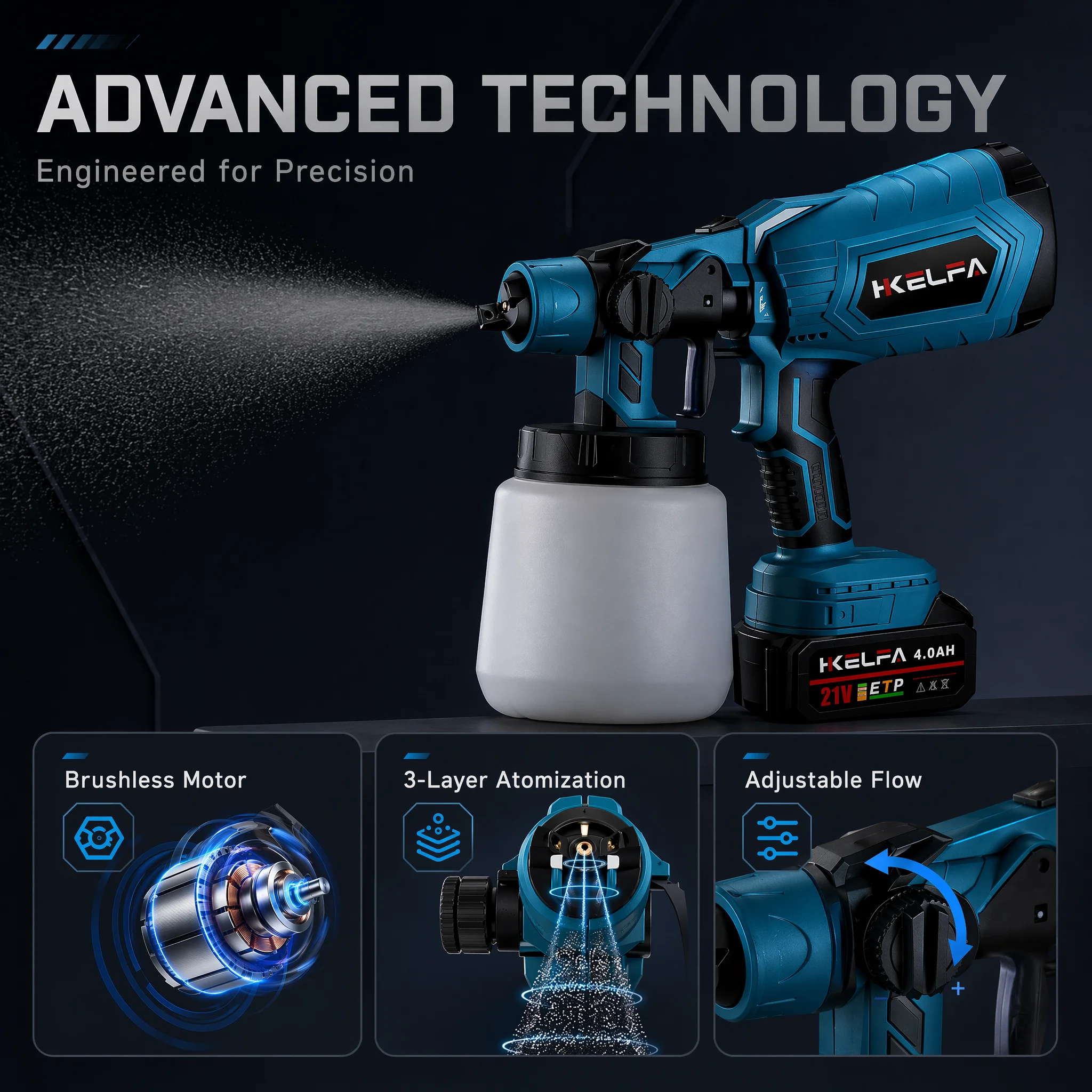 1000ML Electric Spray Gun Home Cordless Paint Sprayer HVLP Auto Furniture Steel Coating Airbrush For Makita 18V Battery Pi