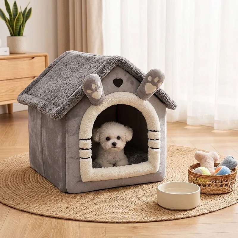 Indoor Indoor Warm Dog House Soft Pet Bed Tent House Removable Washable Cushion Cat Kennel Four Season Cozy Shelter for Dogs Cats - Aliexpress Deal
