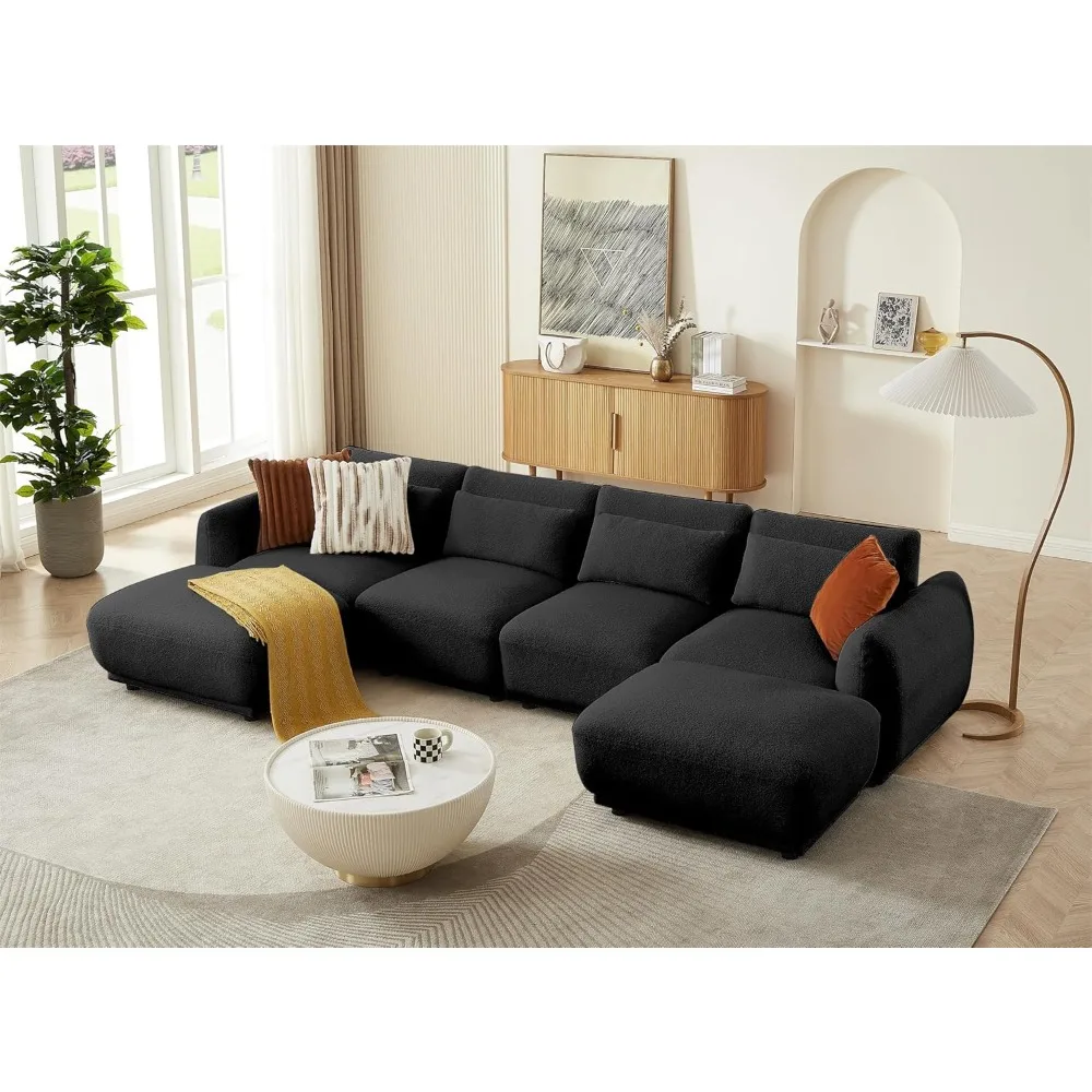 

Sectional Sofa Couch,Convertible U Shaped Sectional for Living Room,Modular L Shaped Couch with Removable Ottoman.（4set+2 Ottoma