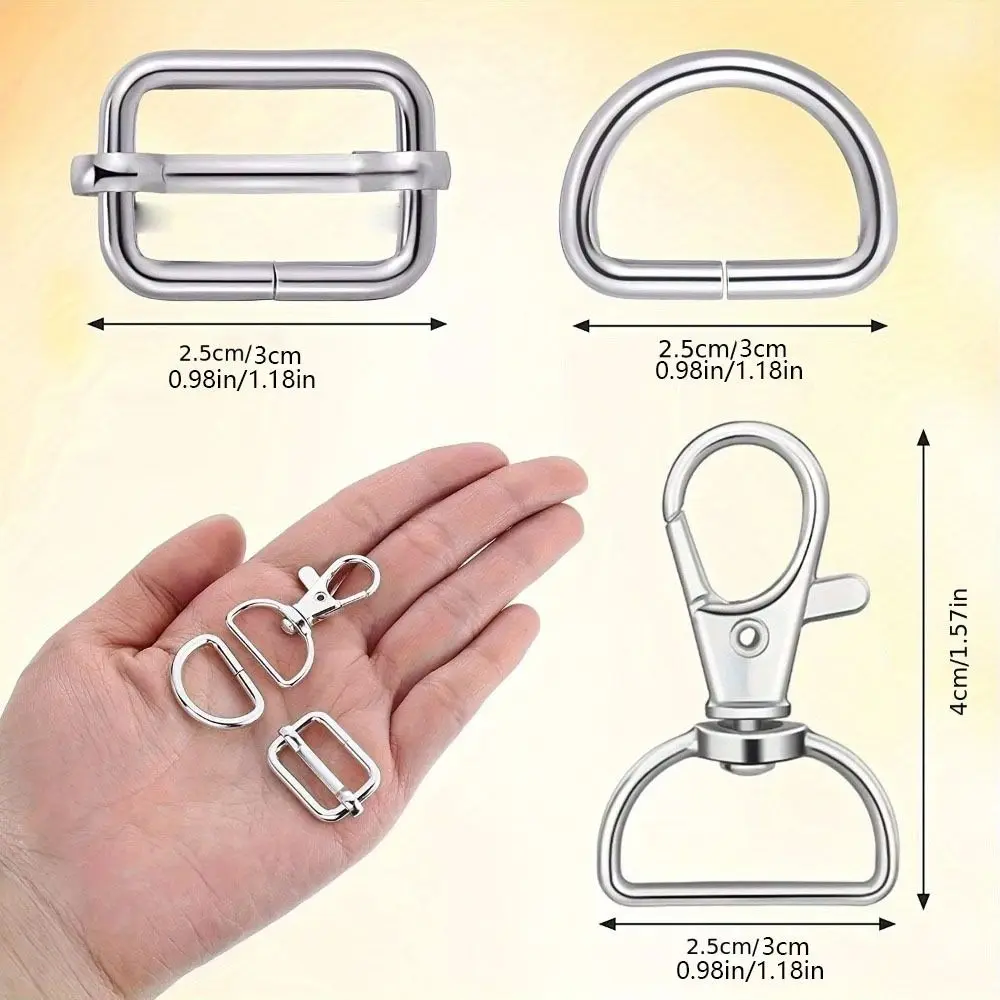 56Pcs Metal Buckles D Ring and Slider Clasp Set Bags Hardware Swivel Clasp Lanyard Snap Hooks DIY Jewelry Making