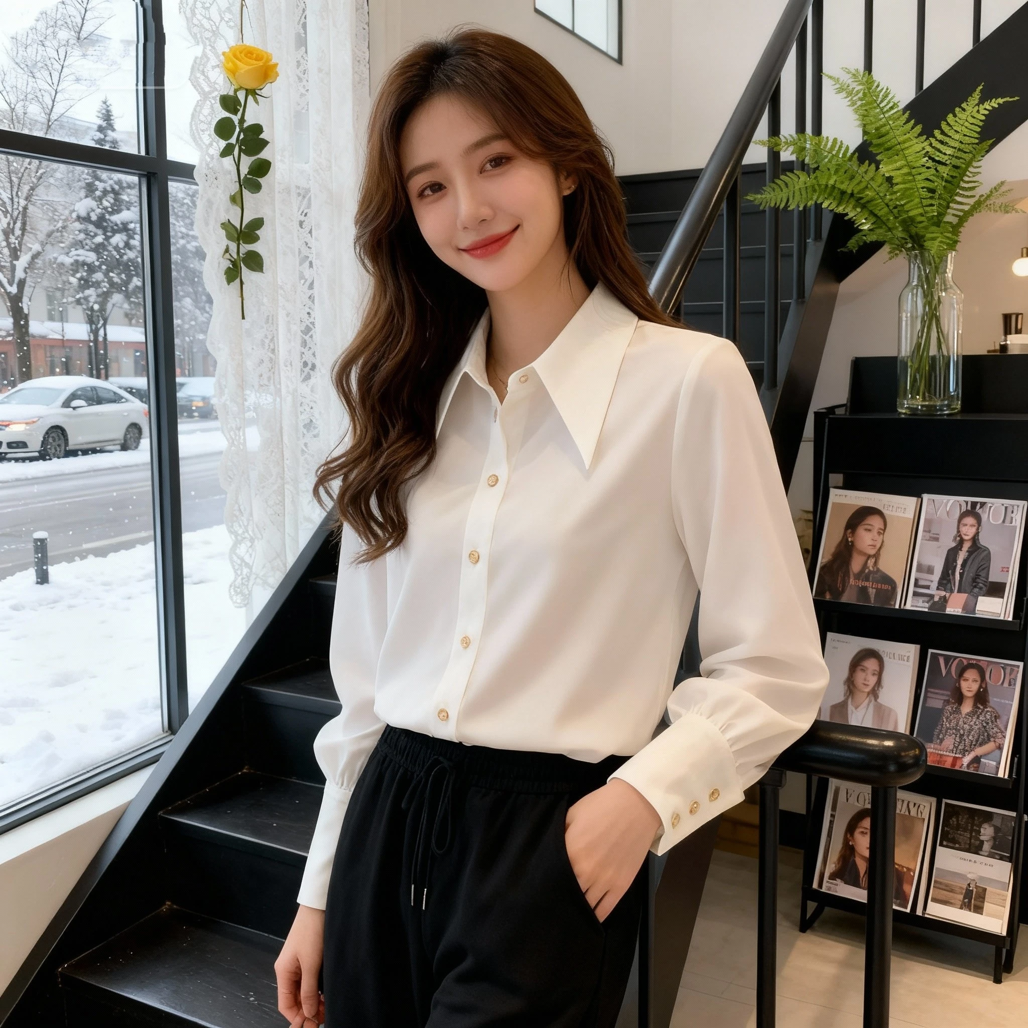 

Spring Faion White irt Women's Korean Sle Chiffon Design Thin Quali Ele Thin Chiffon Top Korean Sle Office Wear