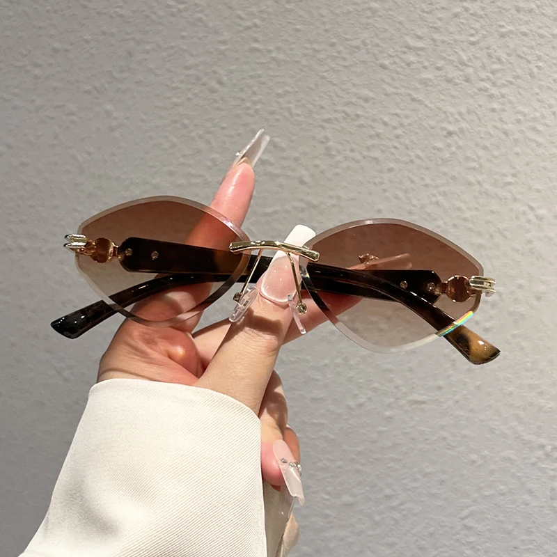 KAMMPT Vintage Rimless Sunglasses Men 2026 New in Multicolor Decor Shades Women Trendy Brand Design Outdoor Casual Sun Glasses