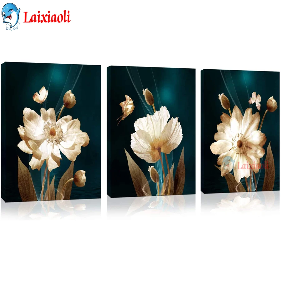 

Триптих Белый Цветок Цветочный Узор Коричневый Зеленый Полный Алмазный Пейзаж Мозаика Алмазная Картина Алмазная Вышивка Крестом