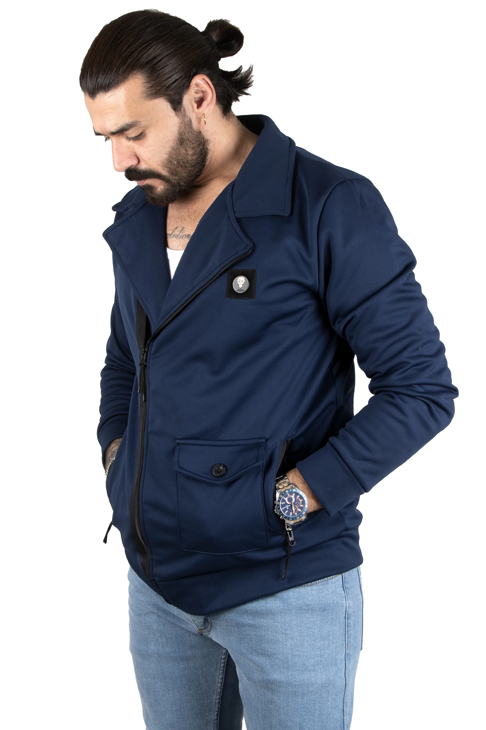 DeepSEA Double Breasted Collar Zipper Front Armalı Pockets Men \'S Coat 2300536