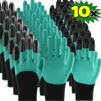 10/2PCS Gardening Dig Gloves with Claw Latex Waterproof Horticultural Gloves Non-slip Protective Gear for Vegetable Flower Plant