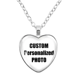 New Personalized Custom Pendant Peach Heart Necklace Glass Pendants  Mum Dad Baby Grandpa Parents Custom Gifts