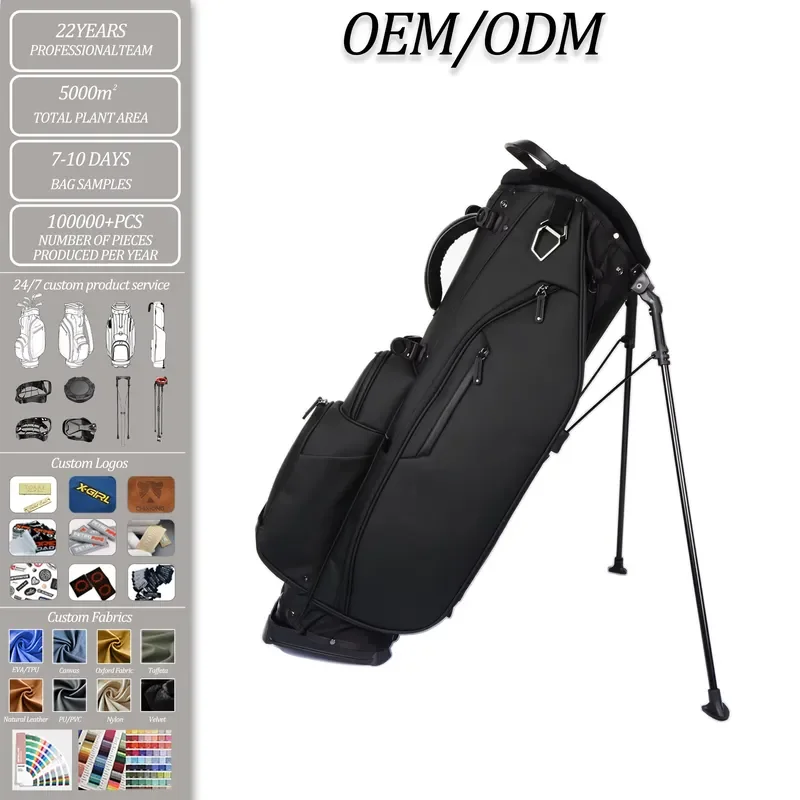 for Custom Hot Selling Black PU Waterproof Hybrid Golf Stand Bag Portable Durable 9x35IN Fast Shipping From Stock for Men
