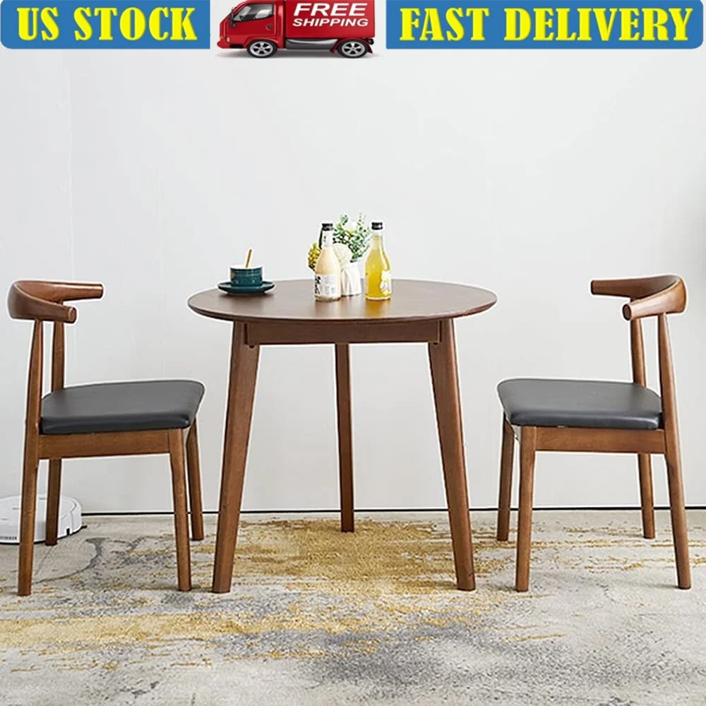 

24 Inch Round 3 Legs Modern Coffee Table Rubberwood Small Dining Room Leisure End Table Easy Assembly Stain Resistant