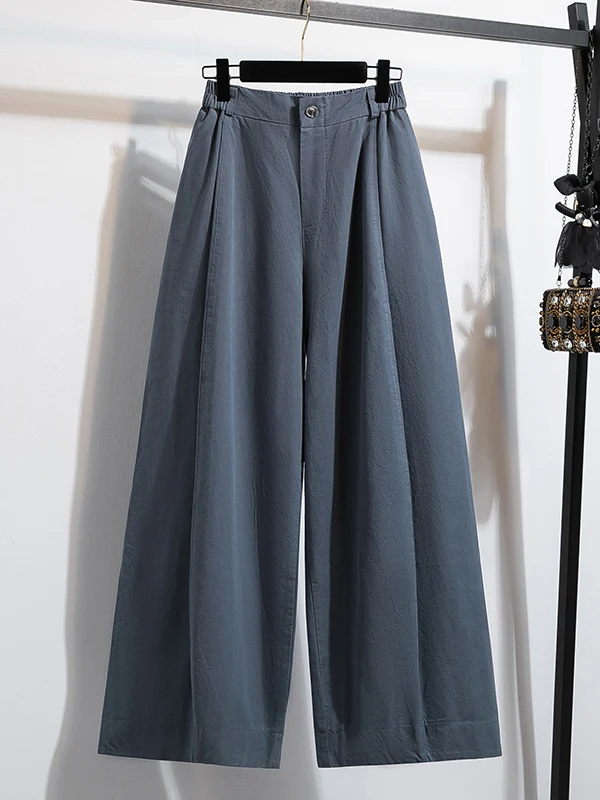 

Loose Wide Leg Suit Pants for Women Casual High Waist Cover Hip Spring Summer plus Size Cotton Straight Long Trousers