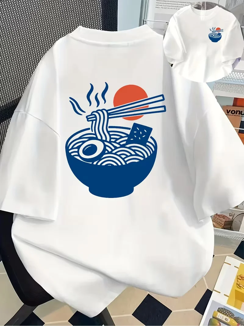Women's Pattern Print T-Shirt - Round Neck Casual Top, Suitable for All Seasons, Fresh Design - Women's Clothing,Comfortable Fit