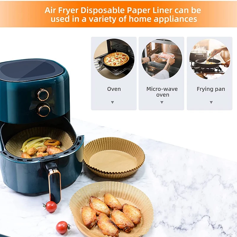 150PCS Air Fryer Disposable Paper Liner,6.3Inch Non-Stick Air Fryer Parchment Paper With Tong& 200Pc Gloves For Baking