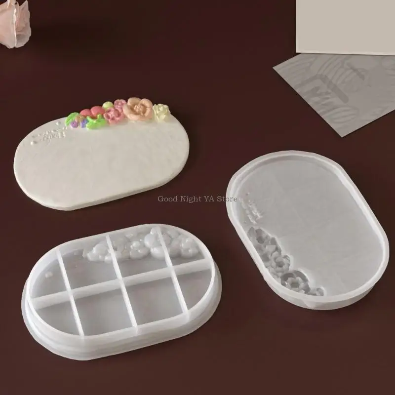  Floral Relief Silicone Mould For Jewelry Dish Crafting Oval And Rectangle Shapes