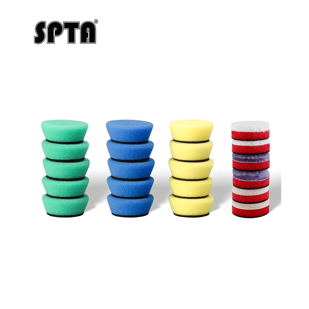 

SPTA 1.5inch / 2inch Car Spong Buffing Polish Pad Set Car Detailing Corner Polishing Pad with Hook&Loop For Mini Polisher