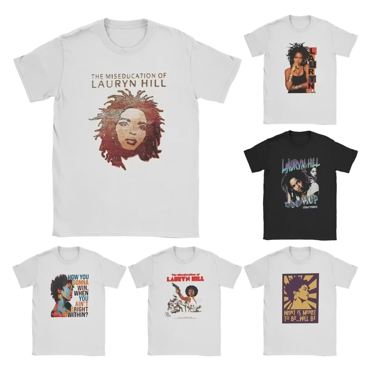 

Novelty Famous Lauryn Hill TShirts Men Crewneck Pure Cotton T Shirt Hip Hop Harajuku Music Short Sleeve Tees Plus Size Clothes