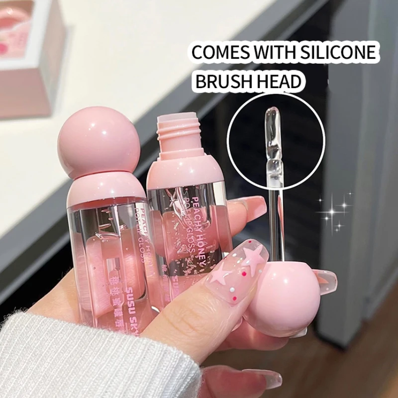 SUSU SKY kit de maquillaje de labios con tarro de miel de melocotón hidratante y nutritivo