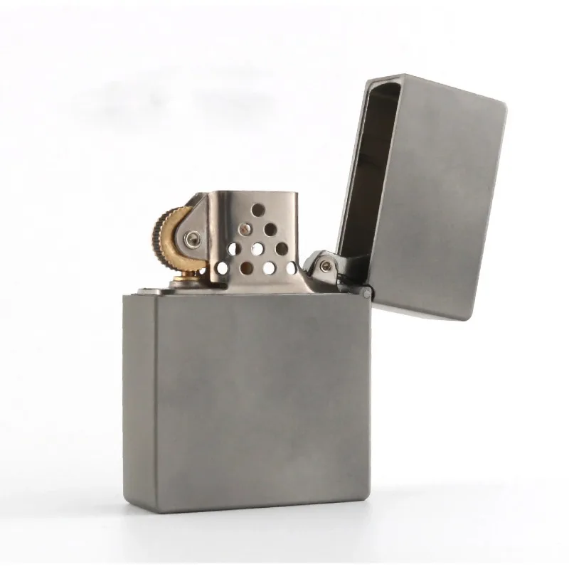 Zorro Titanium Alloy Trench Kerosenes Lighter With Titanium Windproof Insert Refillable Flint Wicks Metal Petrol Lighter 3 Hinge