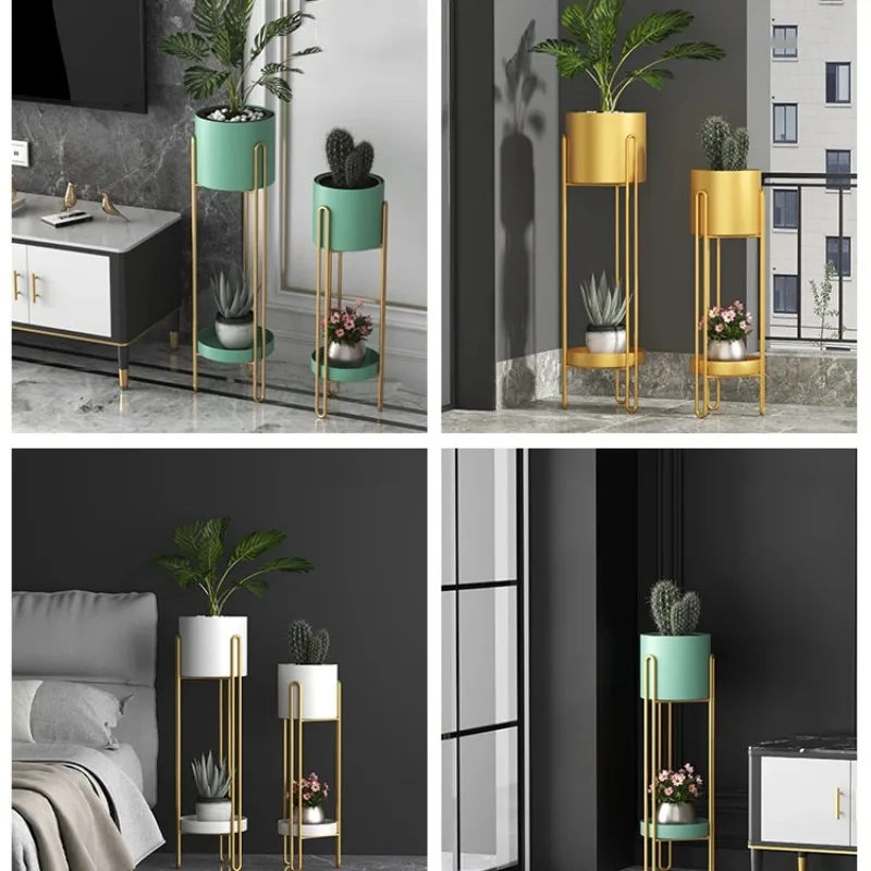 Light Luxury Gold Plant Stand, High Load-Bearing, Floor Flower Rack, Simple Modern, Living Room Greenery Shelf, Special Fashion