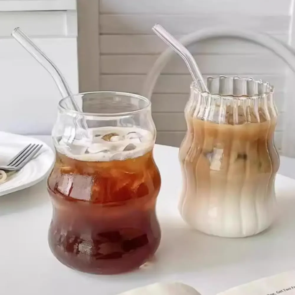 550 مللي إبريق عصير الحليب الشفاف القهوة القدح شاي فقاعات أكواب زجاجية مضلعة أكواب البيرة الفراولة درينكوير كوب للحزب #6