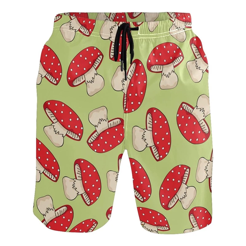 

Красные пляжные шорты с рисунком грибов, мужские шорты с забавной уткой и бананом, детские летние дышащие повседневные плавки
