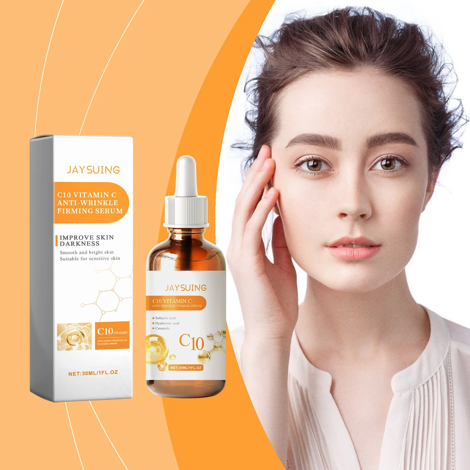 

Vitamin C C10 Facial Serum Treatment Essence Salicylic Acid Moisturizing Hydrating Firming Smooth Reduce Lines Beauty Skin Care