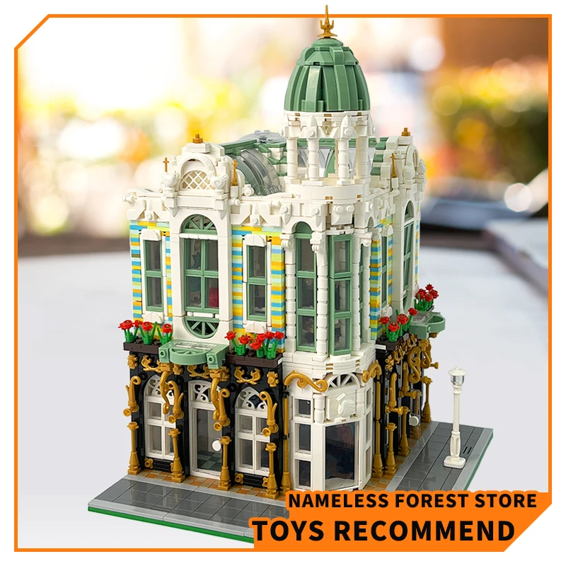 Creative Mini City Store Hotel MOC Building Blocks Toys Gem Shop Street View House Micro Bricks Model Adult Kids Christmas Gifts