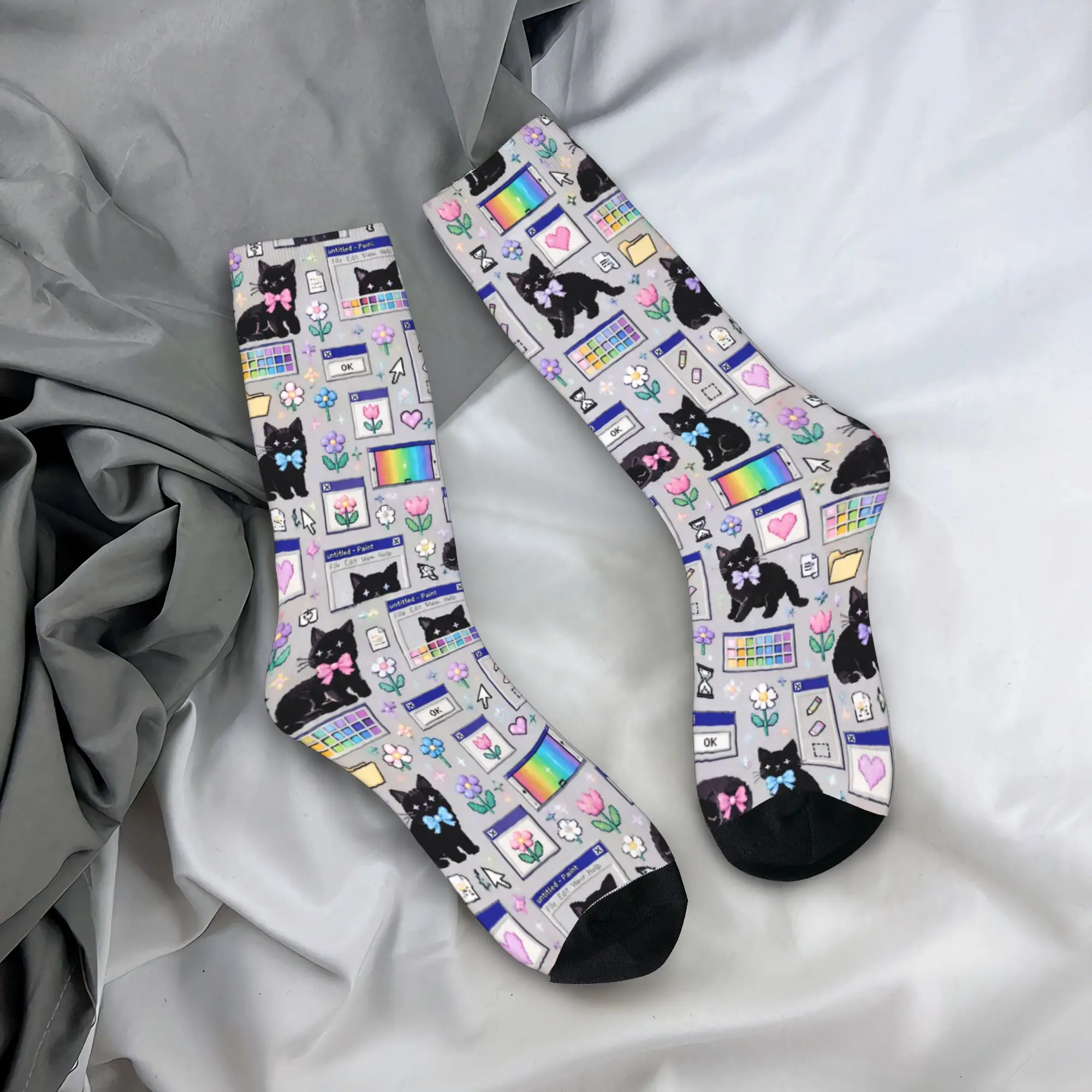 Cyber ​​retro computer system malfunction pop up window printed Socks Spring  Stockings Couple Socks Skateboard Anti Skid Socks