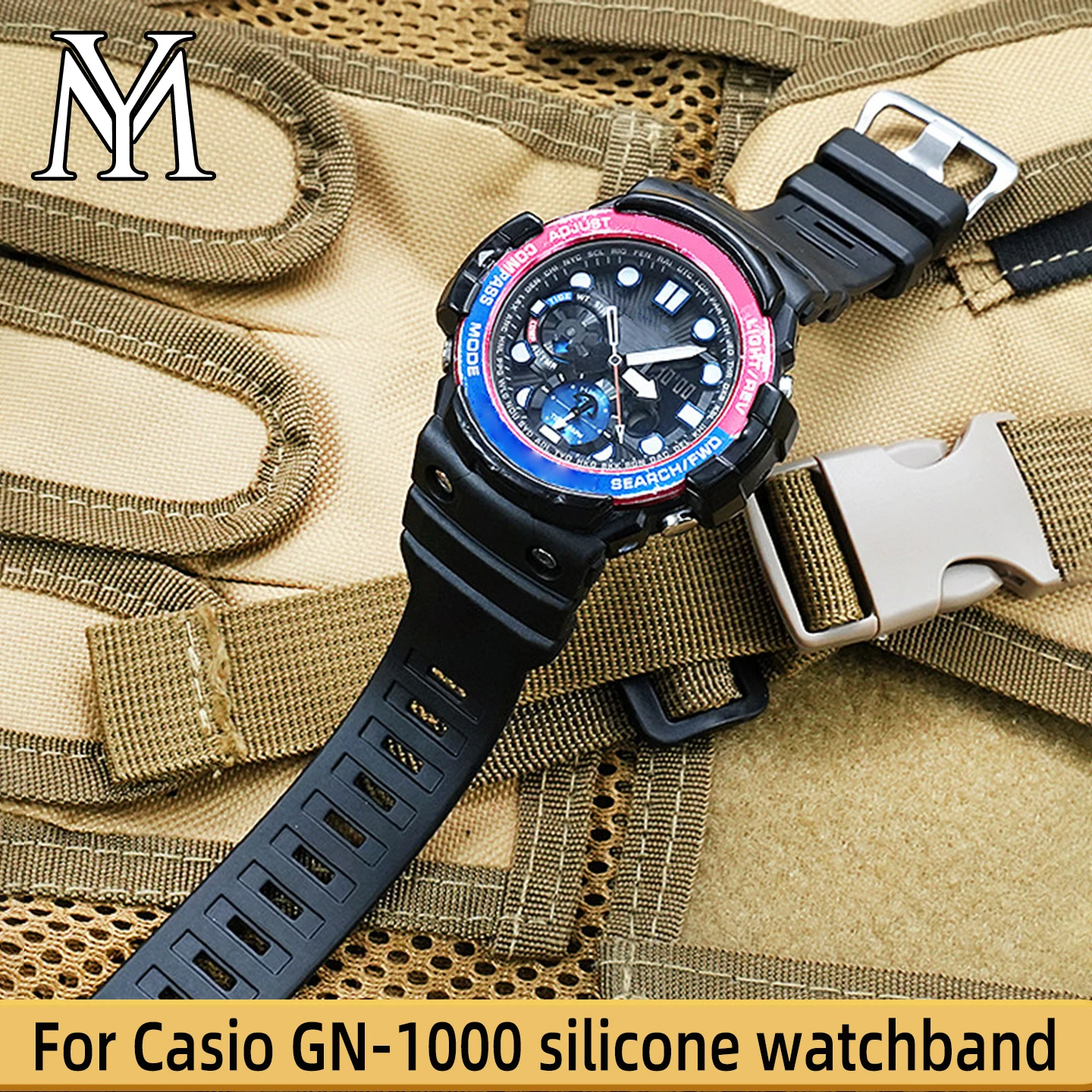 

Силиконовый ремешок для часов Casio GN-1000, водонепроницаемый полимерный браслет GN-1000, аксессуары для часов с мужским интерфейсом + инструмент.