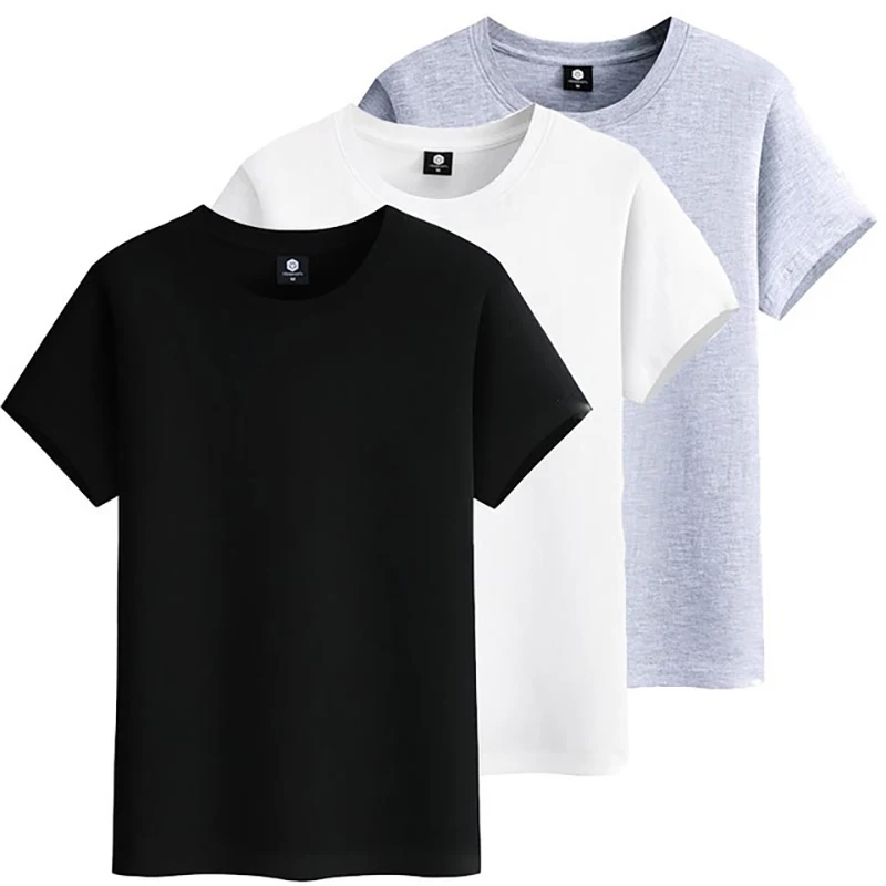 3 Pcs/Lot  Mens Short Sleeve T-Shirt Cotton High Quality Fashion Solid Color Casual Man T Shirts Summer Tee Clothing 5XL 6XL