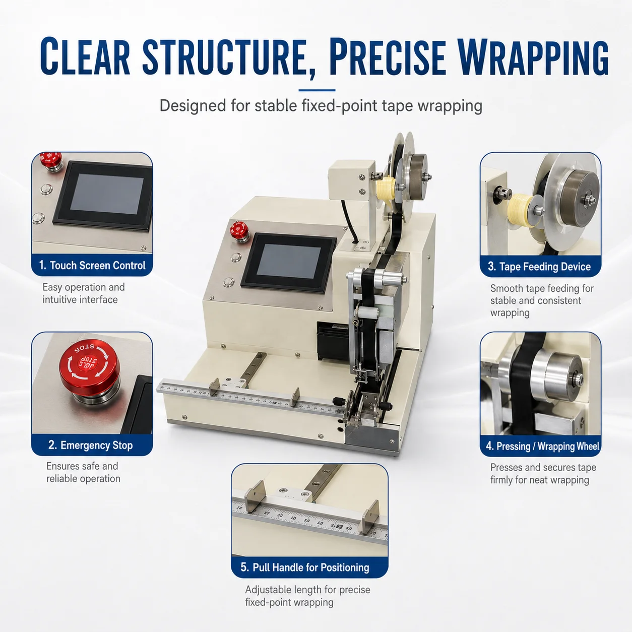 MSSQ-YC807 Semi-Automatic Electric Wire Harness Spot Taping Machine with Auto Cutter for Local Tape Wrapping Manufacturer