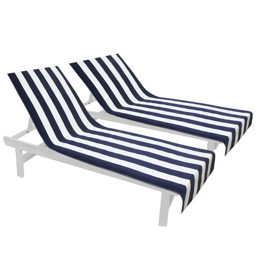 

CRAFT Pool Lounge Chair Cover 2 Pack Chaise Beach Picnic Spa Towel Cabana Stripe Soft Premium Ringspun Terry Cotton Oversized 32