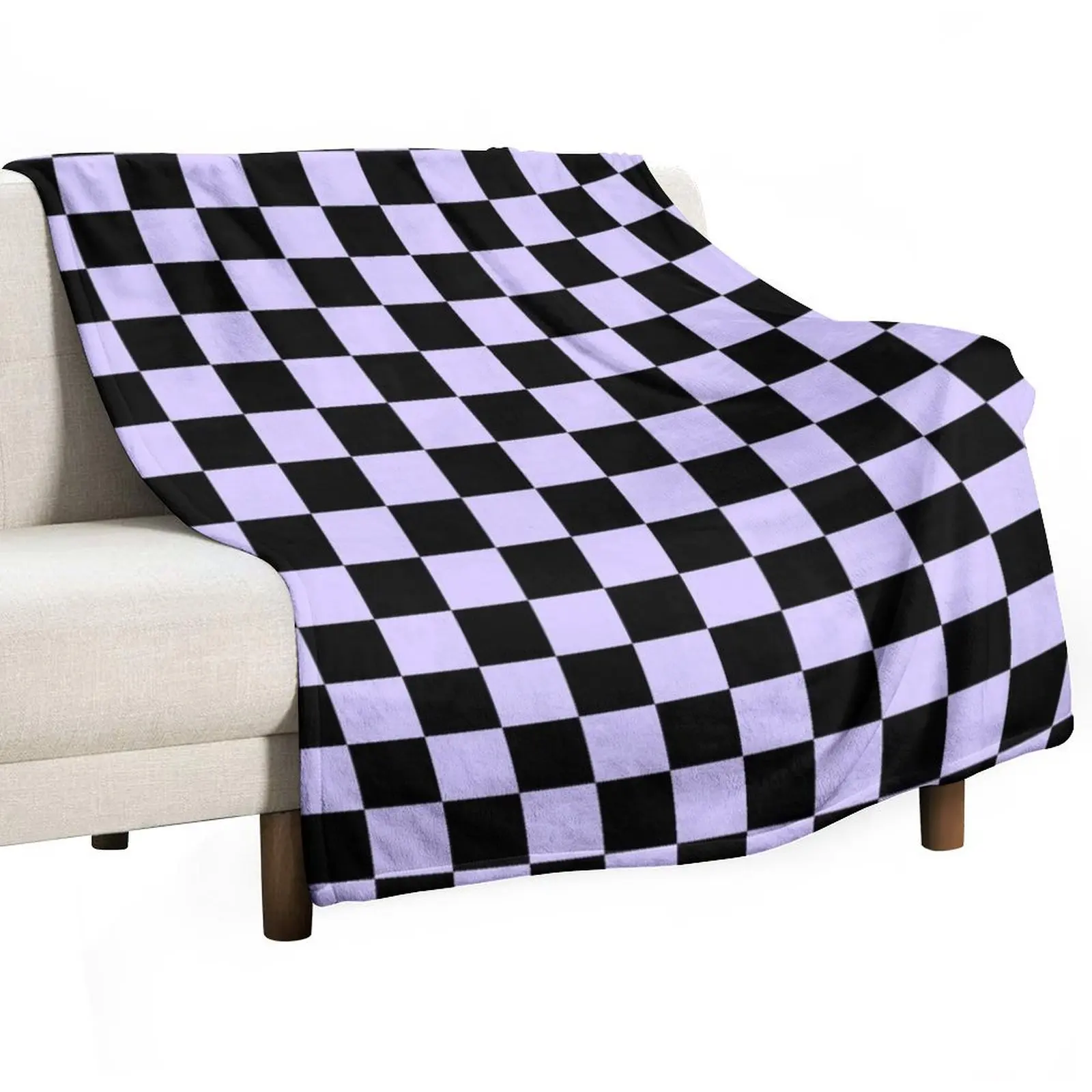 Black and Pale Lavender Violet Checkerboard Throw Blanket Hairy Summer Beddings Blankets