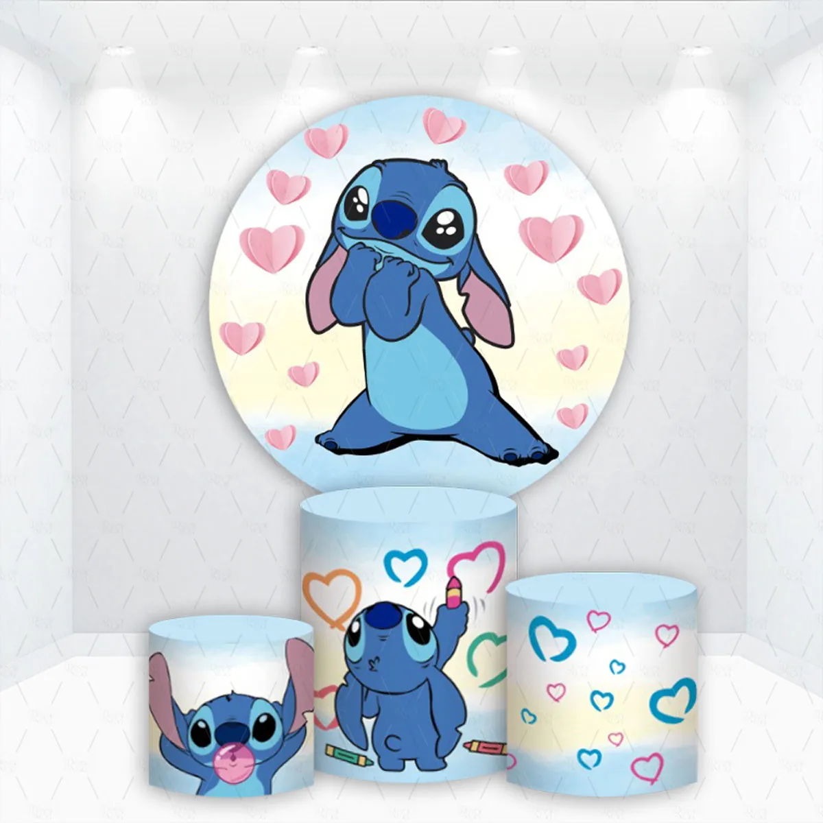 ليلو وغرزة خلفية مستديرة للأطفال ، ديكور حفلة أعياد الميلاد ، قماش التصوير الفوتوغرافي ، ديكور صور خلفية ، مستلزمات كشك