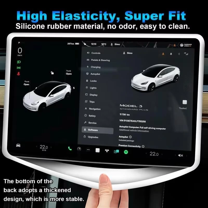 For Tesla Model 3 / Y Juniper / YL 16-inch Silicone Screen Frame Edge Cover Central Control Display Navigation Screen Protector
