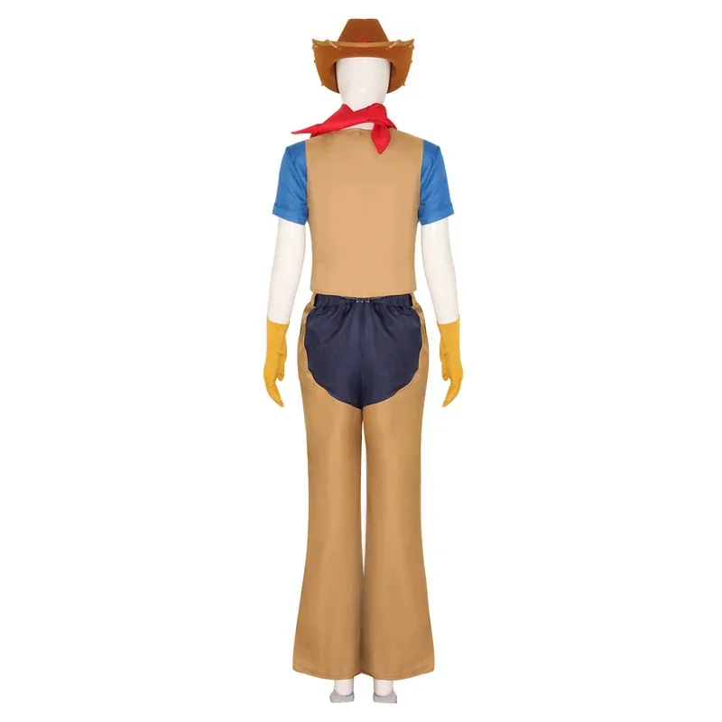 Princesa Peach Cos Cowboy occidental Top y pantalones con sombrero Disfraz de cosplay Disfraces de Halloween Trajes de fiesta de carnaval para mujer;