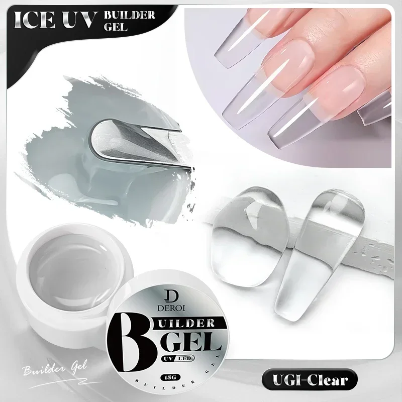 

DEROI New Clear Gel for Nail Extension Construction Nude White Builder Nail Gel Poly Nail Gel Polish for Manicure Semi Permanent