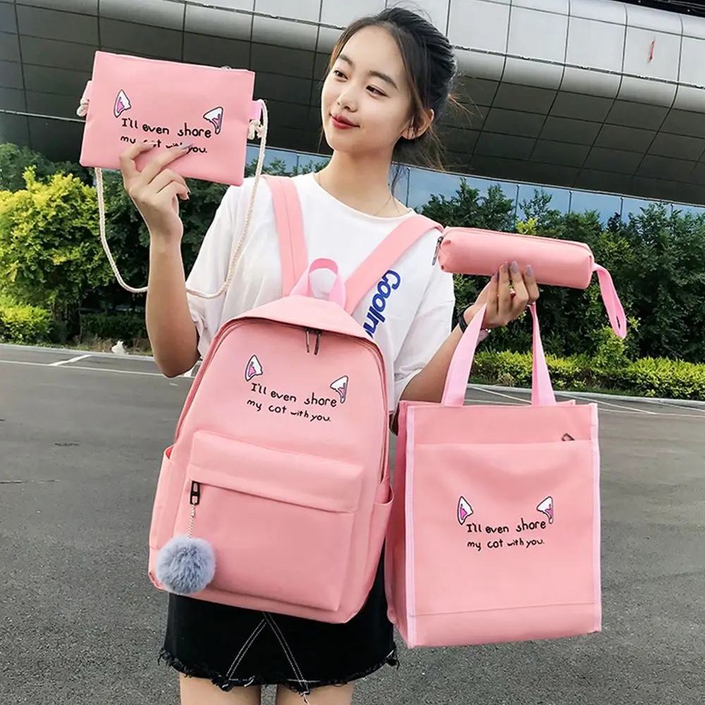 School Tote Canvas Travel Bag Student Bag Handbags Backpack Set