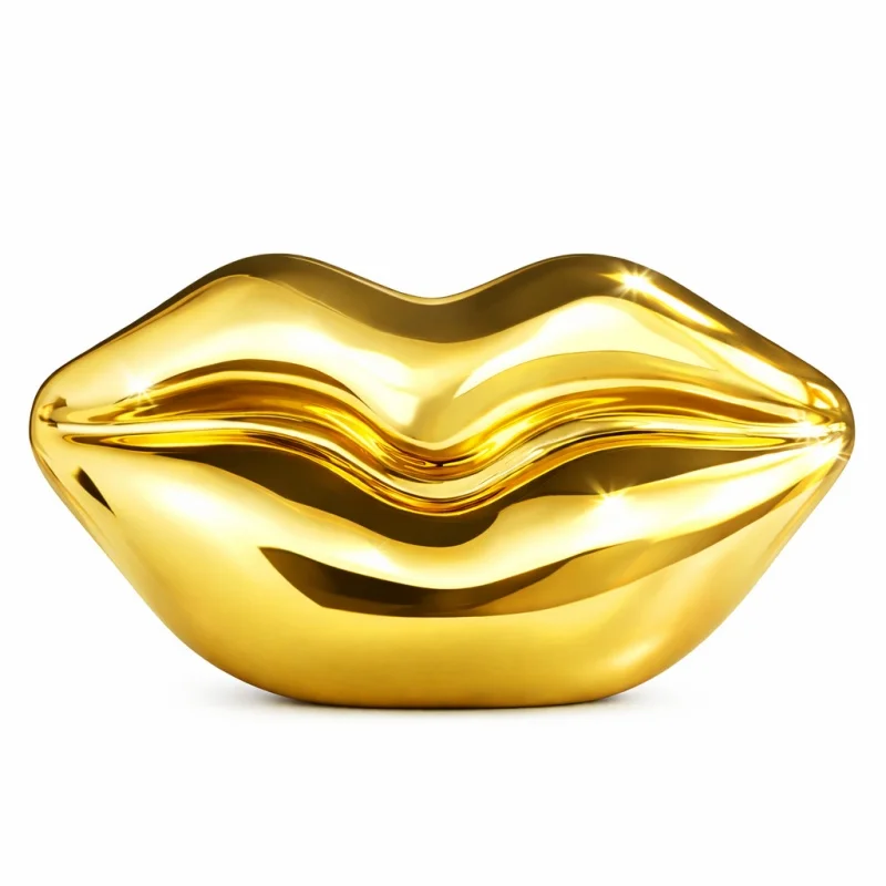 

Luxury Golden Lips Handbag Fashion Banquet Single Shoulder Crossbody Bag for Women Stylish Plated Accessory