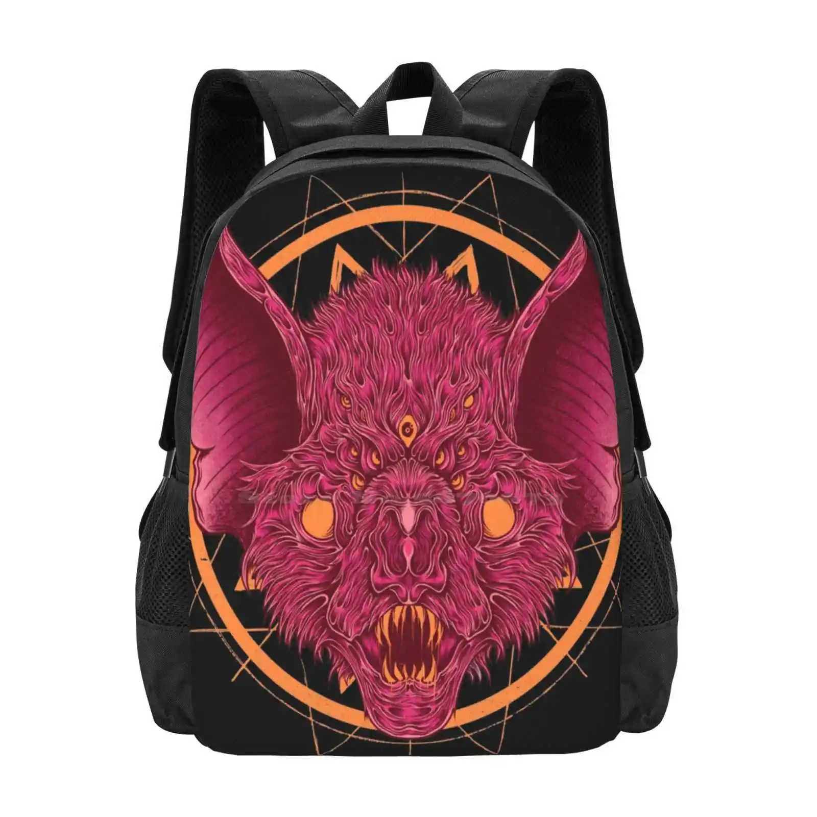 Bat Backpack For Student School Laptop Travel Bag Bat Merhandise Metal Artwork