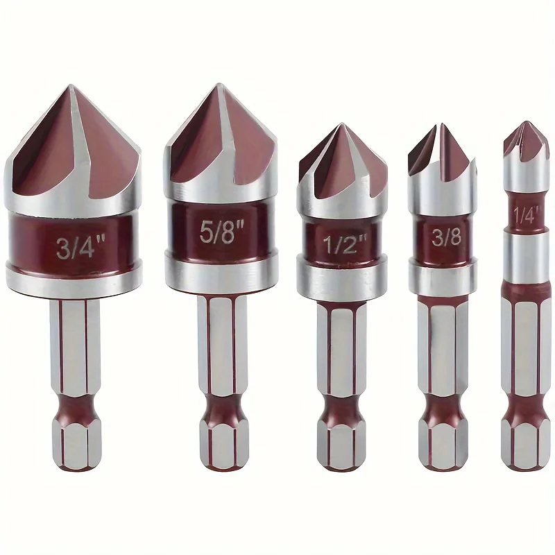 

Набор кобальтовых сверл M35 из 5 предметов с шестигранным хвостовиком - точность 82 ° Наконечник, разные размеры (1/4", 3/8", 1/2", 3/4", 5/8") для дерева и металла