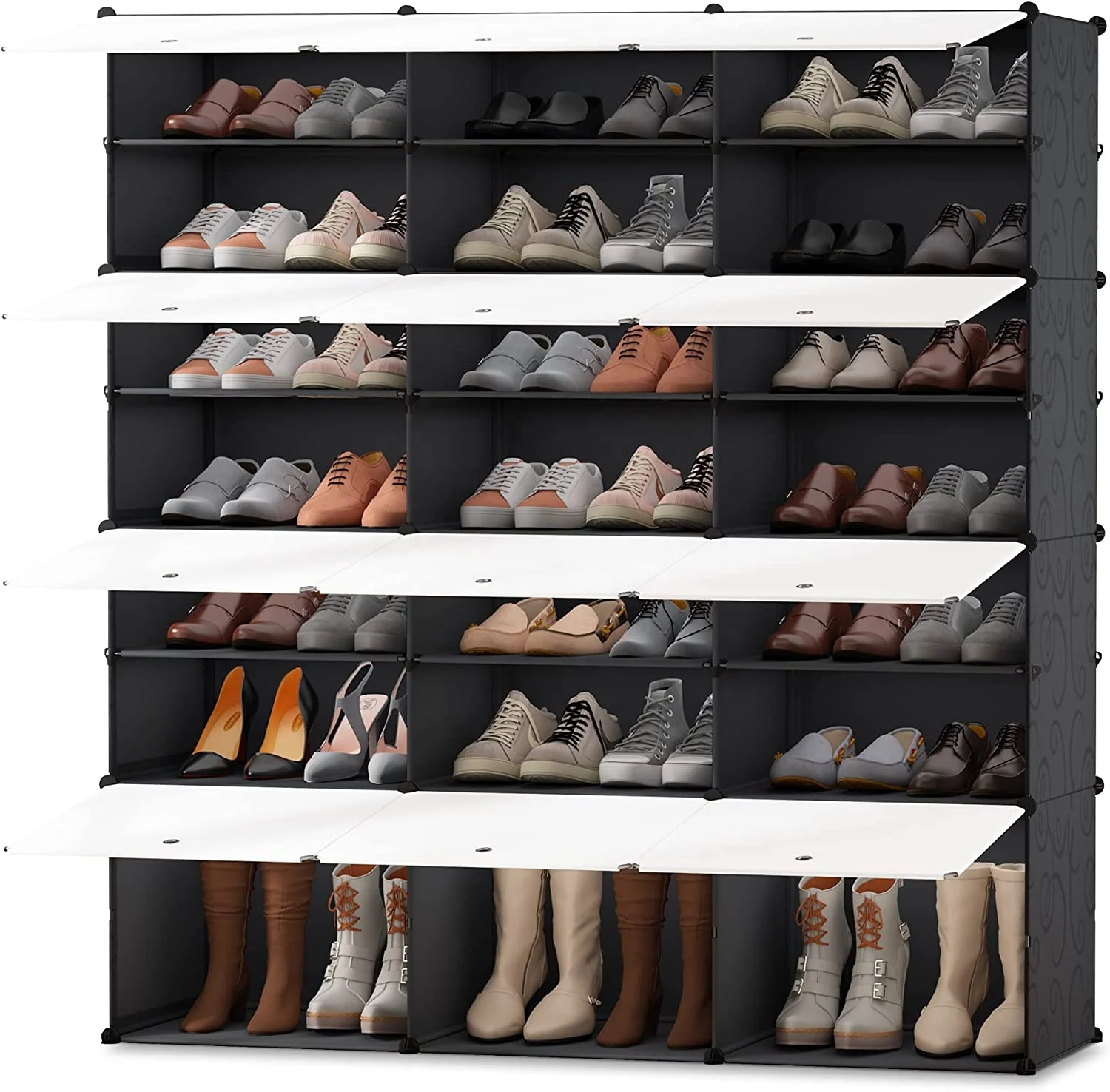 Apartment Use Easy Assemble Portable 3 Columns And 7 Layers Shoe Storage Cabinet Plastic Shoe Rack