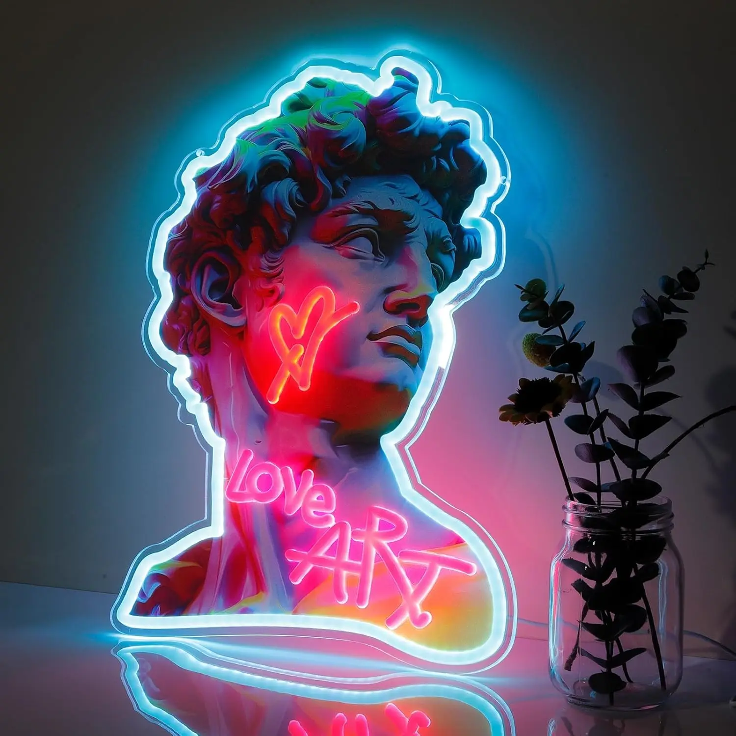Neon David Statue Sign LED Marquee Light Pop Art Sculpture Wall Decor for Living Room Bedroom Art Studio Modern Decoration Gift