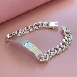 925 Sterling Silver Bracelet 10mm 8 inches Men's Sideways Cuban Chain Fashionable and Versatile Accessories