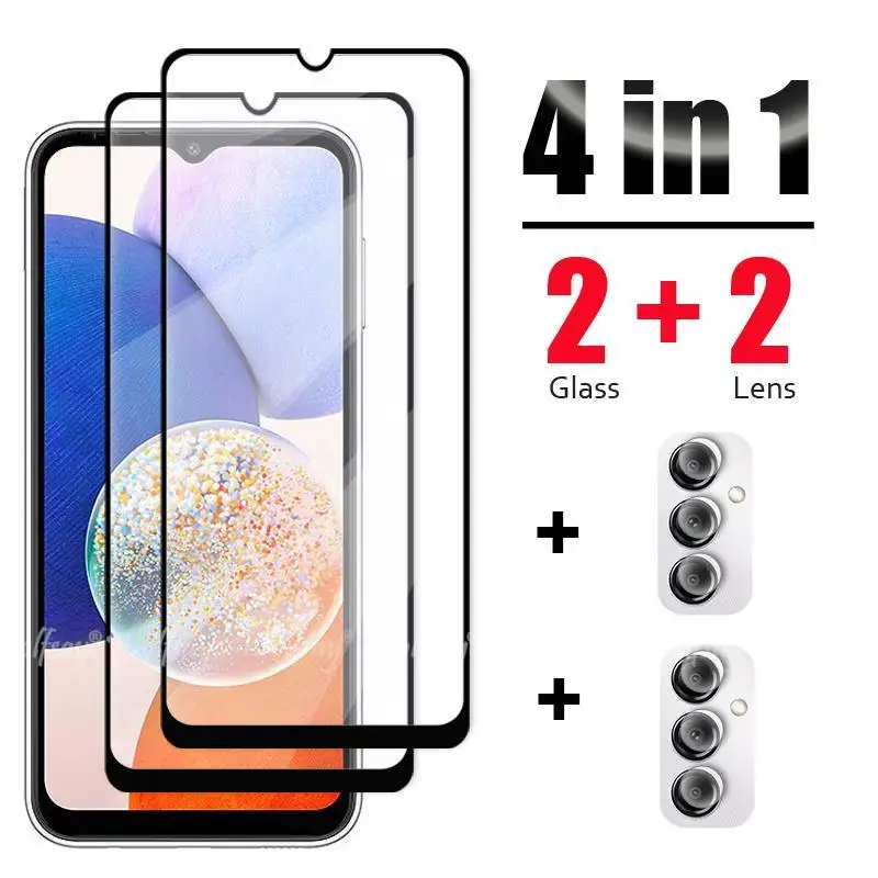 For Samsung Galaxy A14 Glass Tempered Glass For Samsung A14 Glass Full Cover Screen Protector Camera Film A14 A04 A04S A13 A23