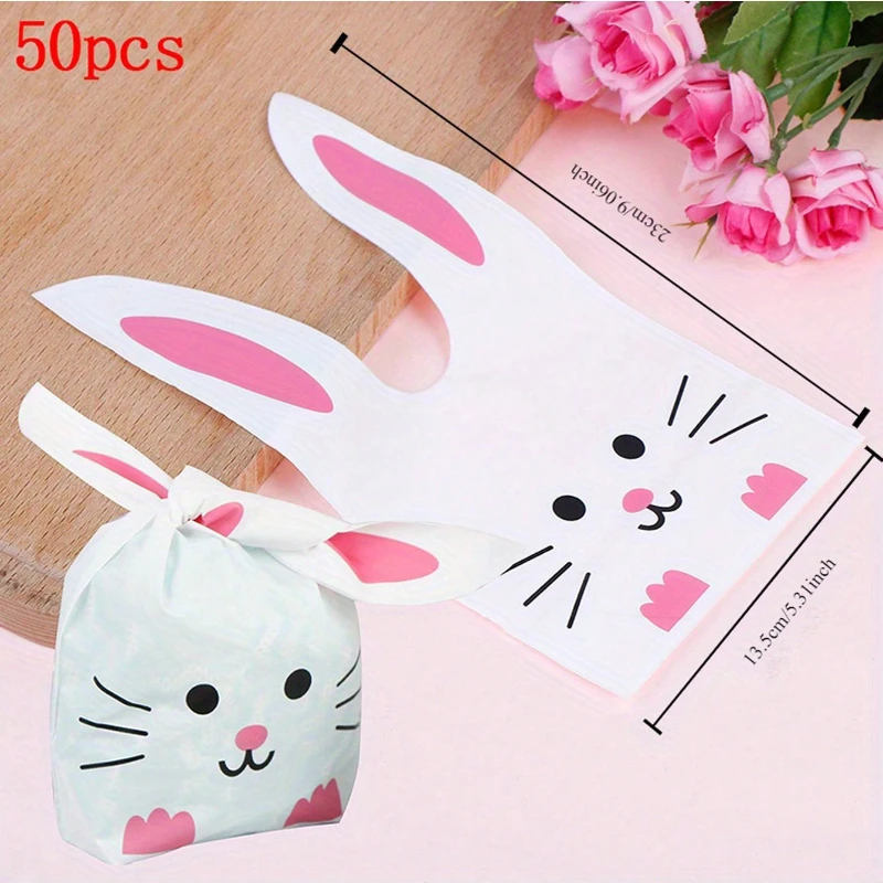 50 Teile/satz Rosa Entzückende Lange Ohr Hase Kaninchen Ohr Geschenktüten für Ostern Süßigkeiten und Partygeschenke