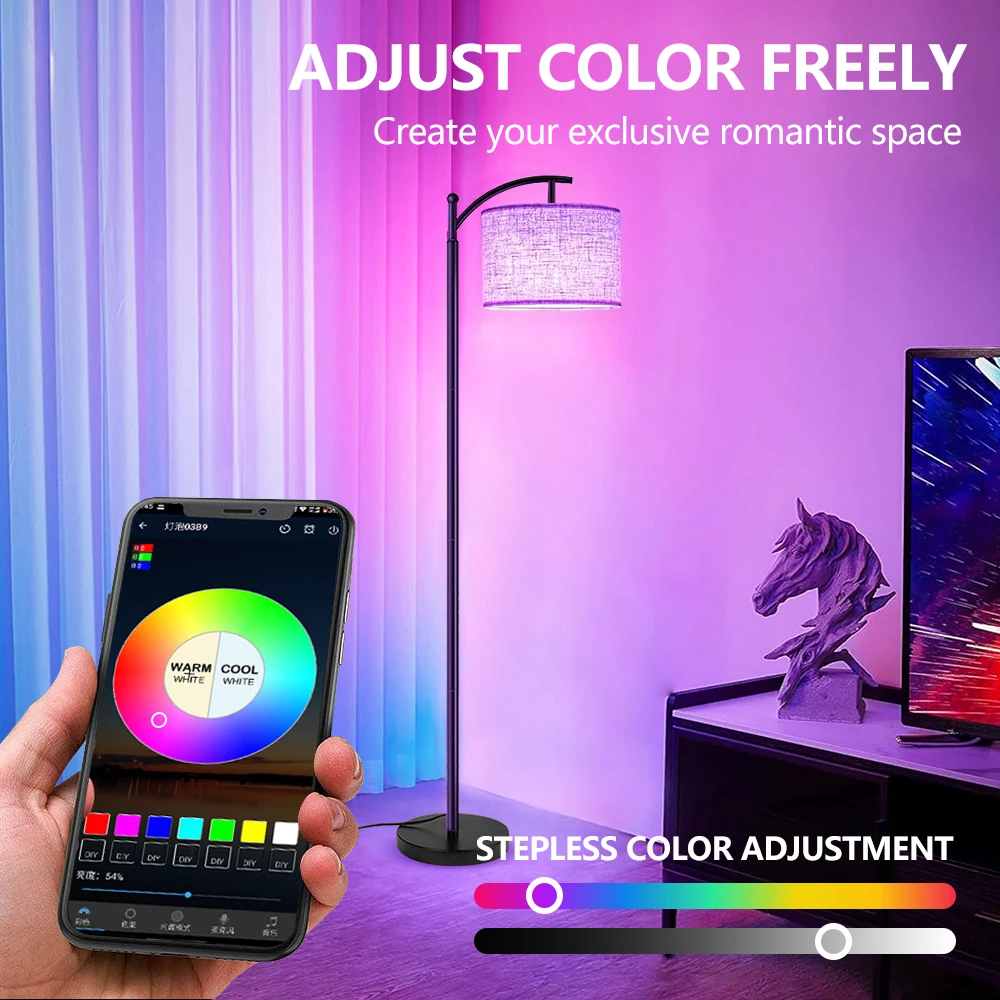NEWSTYLE LED مصباح أرضي مع RGBW الإضاءة المحيطة APP الموسيقى لاقط DIY بها بنفسك تخصيص اللون تصميم المنزل أباجورة غرفة ديكور